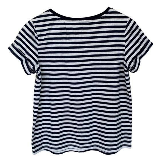 Tommy Bahama Navy and White Striped T-shirt with Floral design - Size Small - Picture 4 of 4